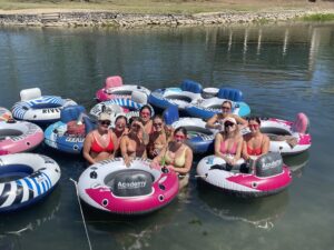 Austin bachelorette party tubing on the San Marcos River