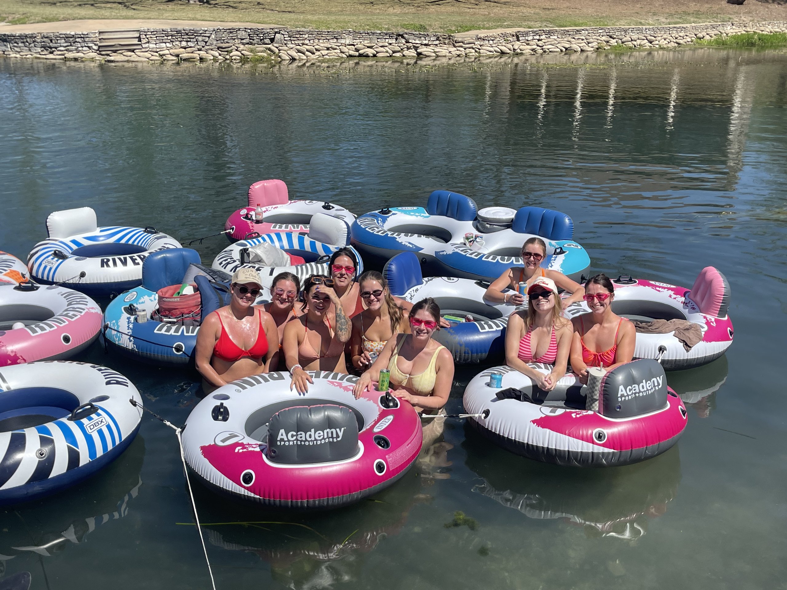 Austin bachelorette party tubing on the San Marcos River